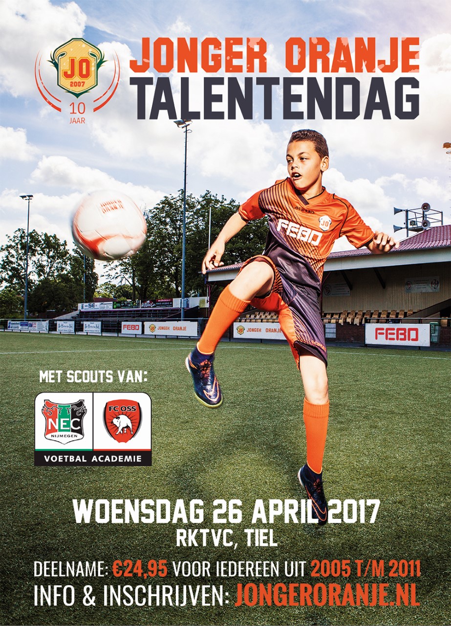 N.E.C./FC Oss op zoek naar voetbaltalent tijdens Jonger Oranje Talentendag
