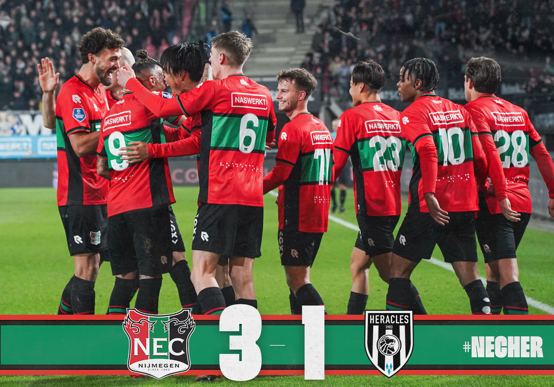 N.E.C. overtuigend langs Heracles Almelo