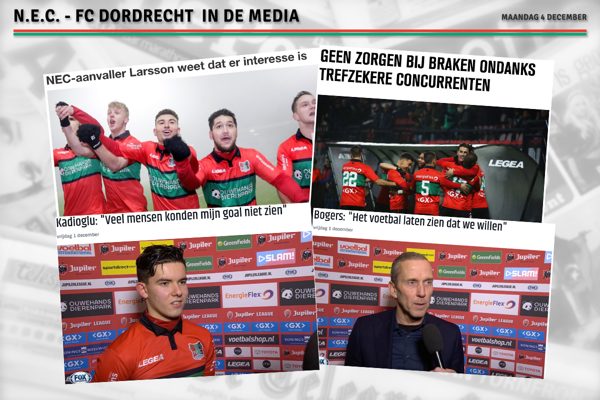 N.E.C. - FC Dordrecht in de media