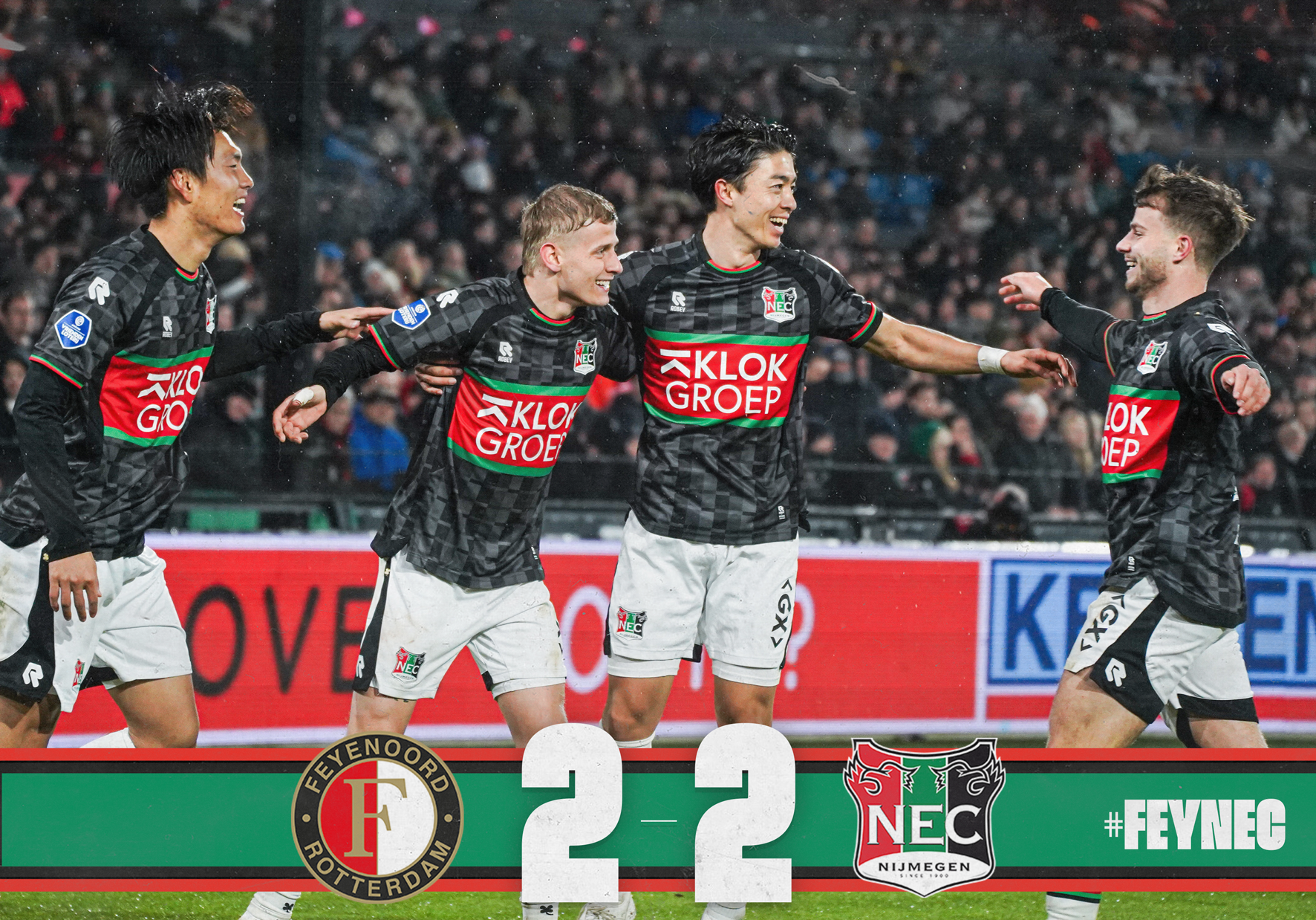 Strijdlustig N.E.C. pakt punt tegen Feyenoord
